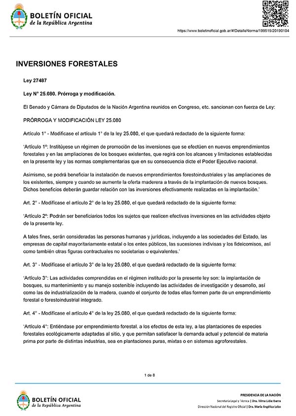 LEY “INVERSIONES PARA BOSQUES CULTIVADOS”